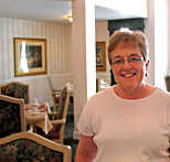 Yvonne in the community dining room