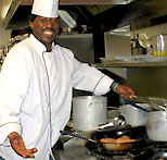 Winston Barrett at the stove
